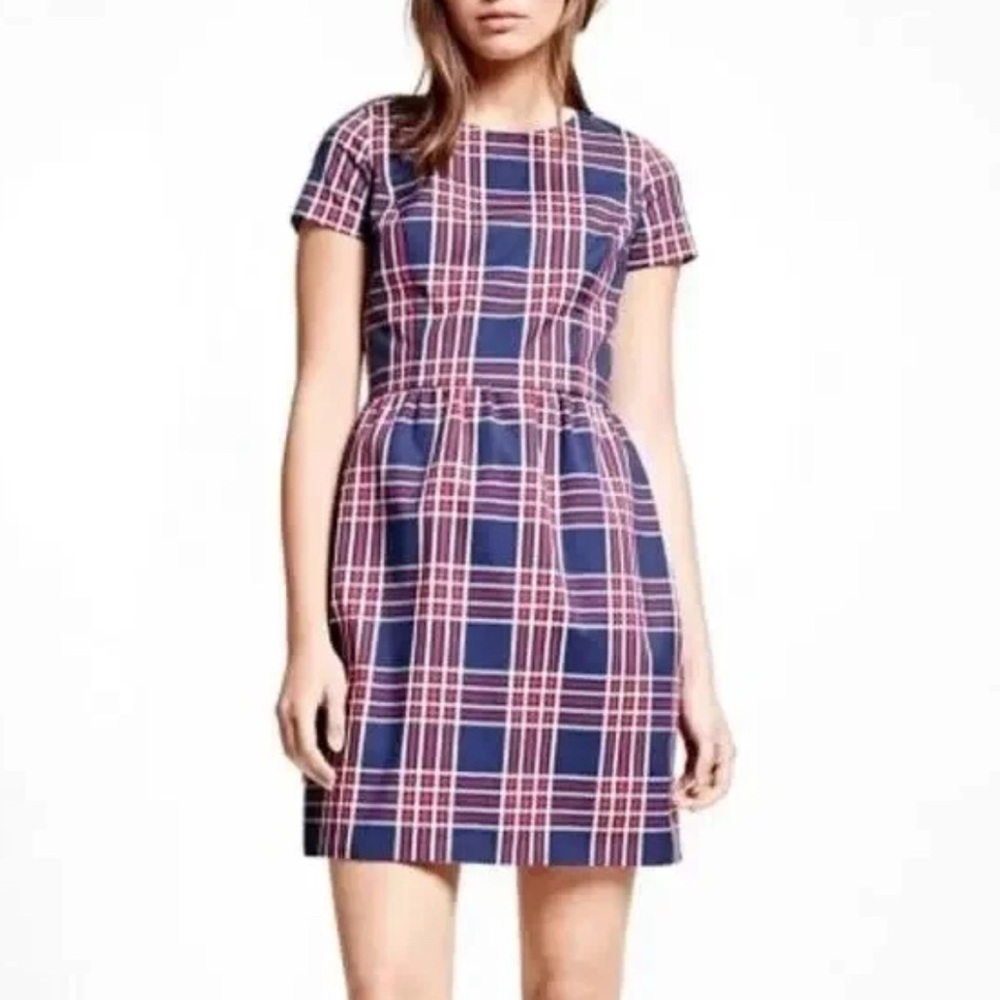 Brooks Brothers Red Fleece Plaid Sheath Dress Classic Red Blue White Sz 12